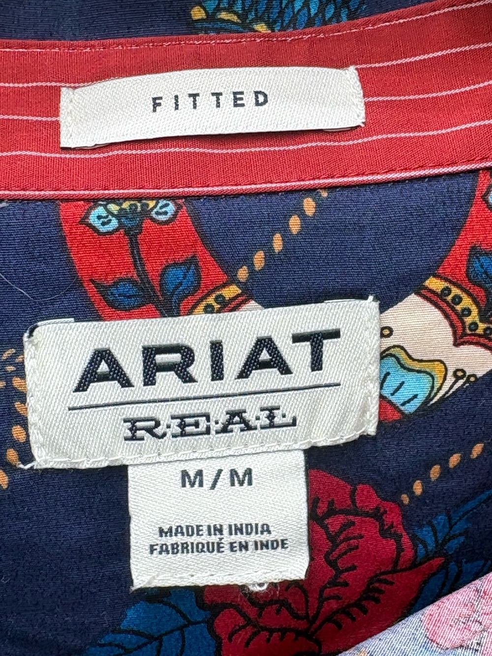 Ariat REAL Kirby Stretch Shirt M Ropey Rose Print Western Horseshoe Floral - Picture 8 of 16